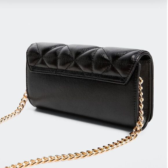 MANGO Quilted bag with chain handle in black NWT - Picture 4 of 7